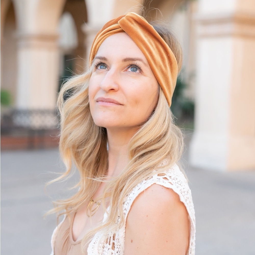 Velvet Twist Headband in Mustard